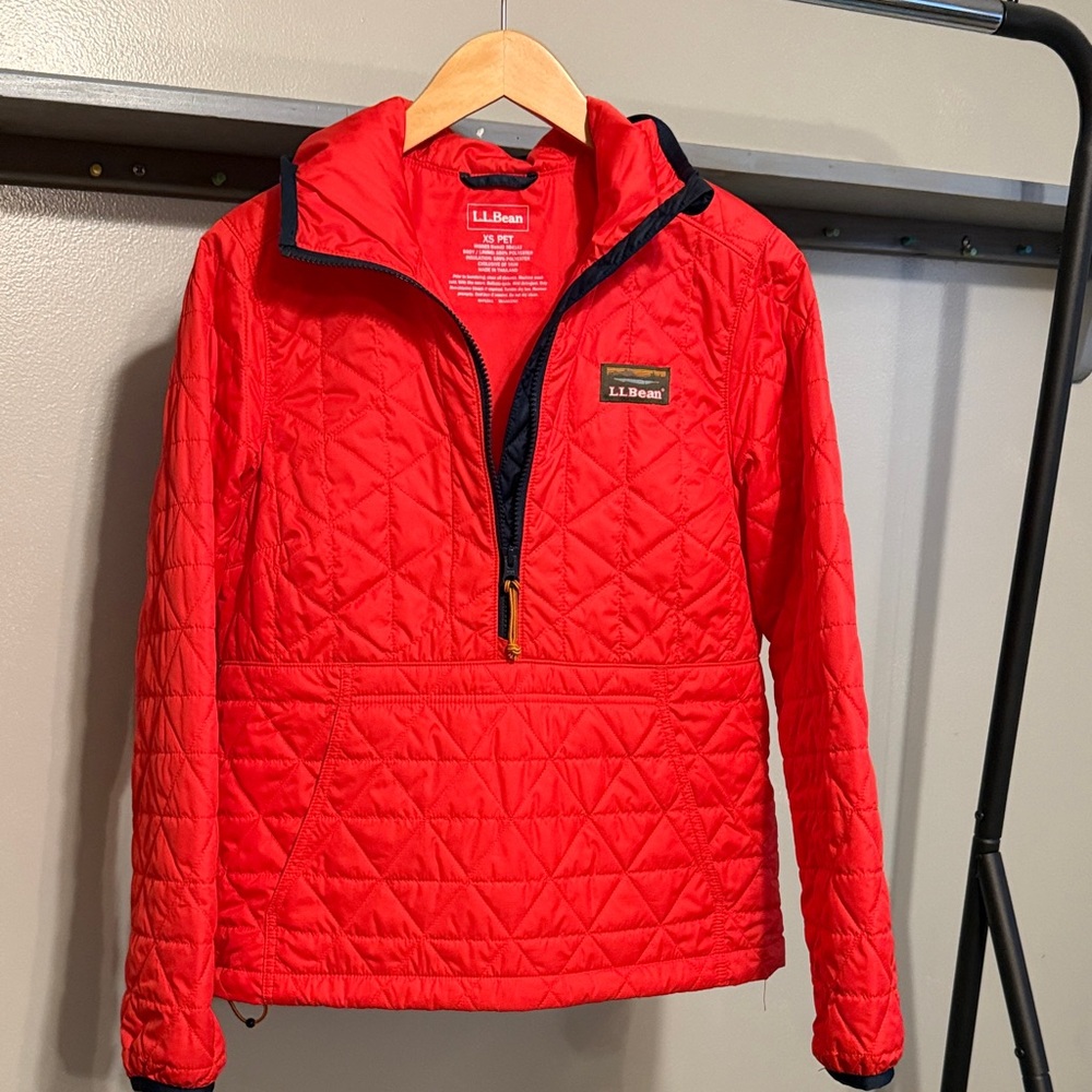 L.L. Bean Vibrant Red Quilted Half-Zip Pullover